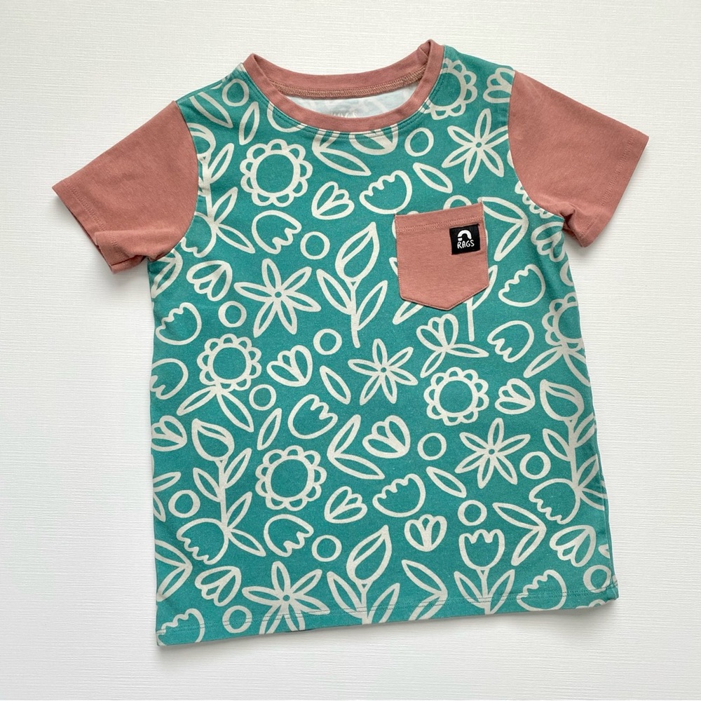 Toddler Girl Rags 3/4Y Doodle Floral Pocket Tee